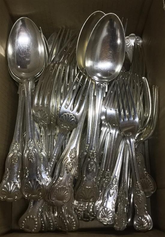 Quantity of plated Kings pattern cutlery